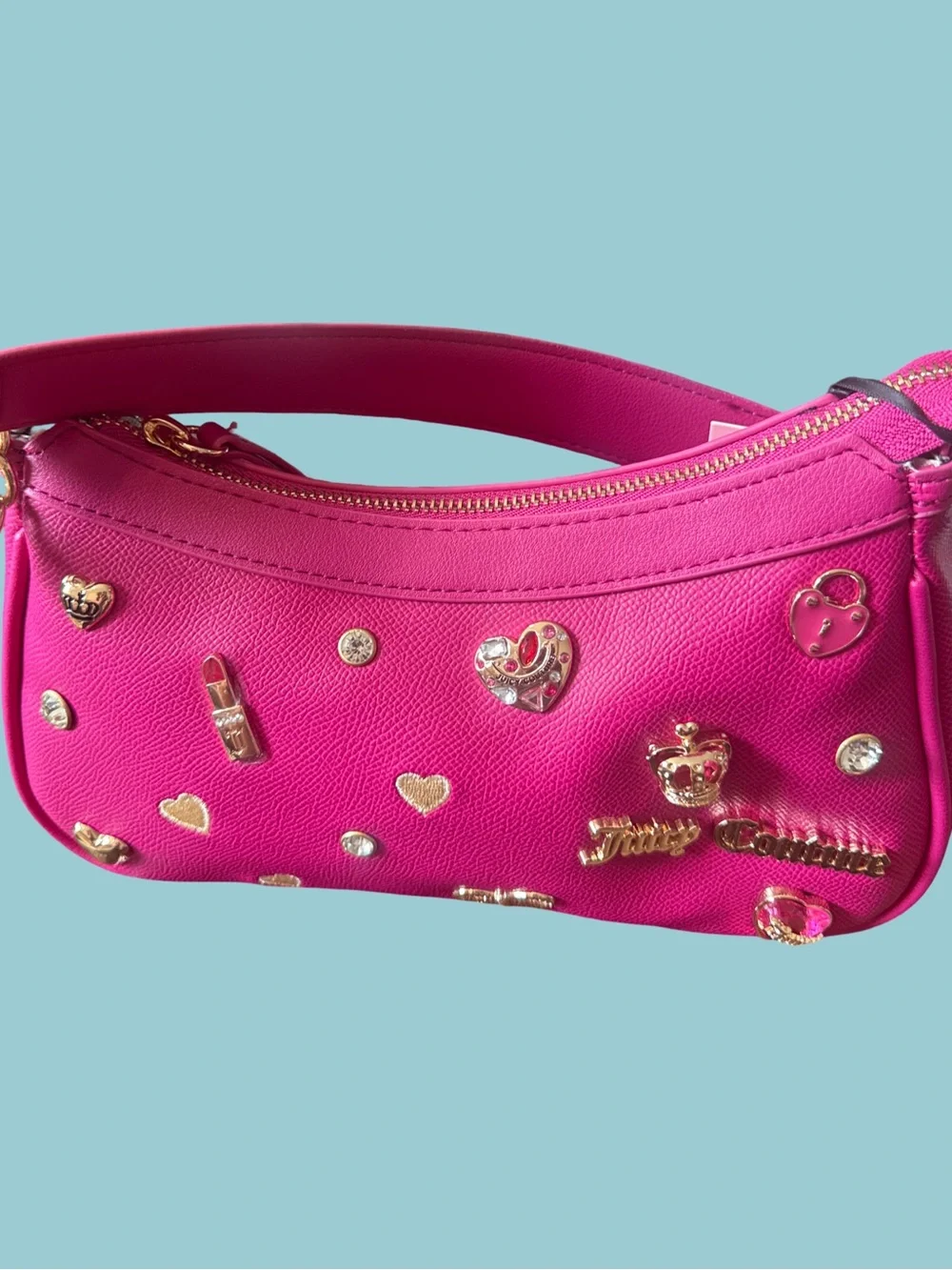 Juicy Couture Hot Pink Embellished Mini Shoulder Bag